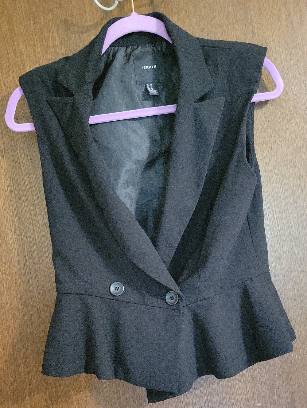Forever 21 Black Sleeveless Peplum Blazer Jacket